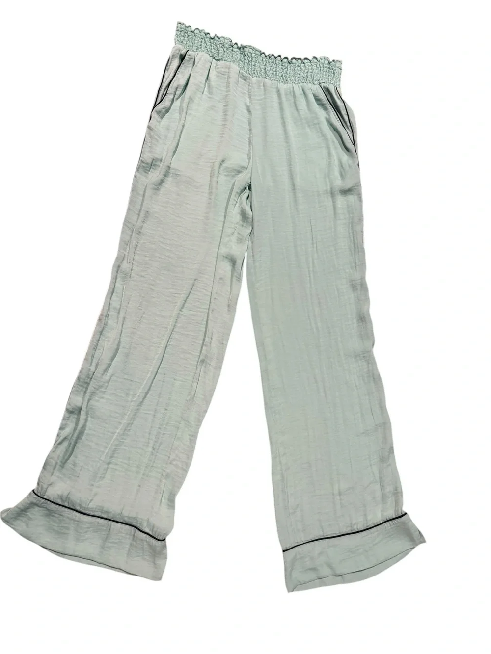 Aerie  light blue wide leg satin pajama pants size small
